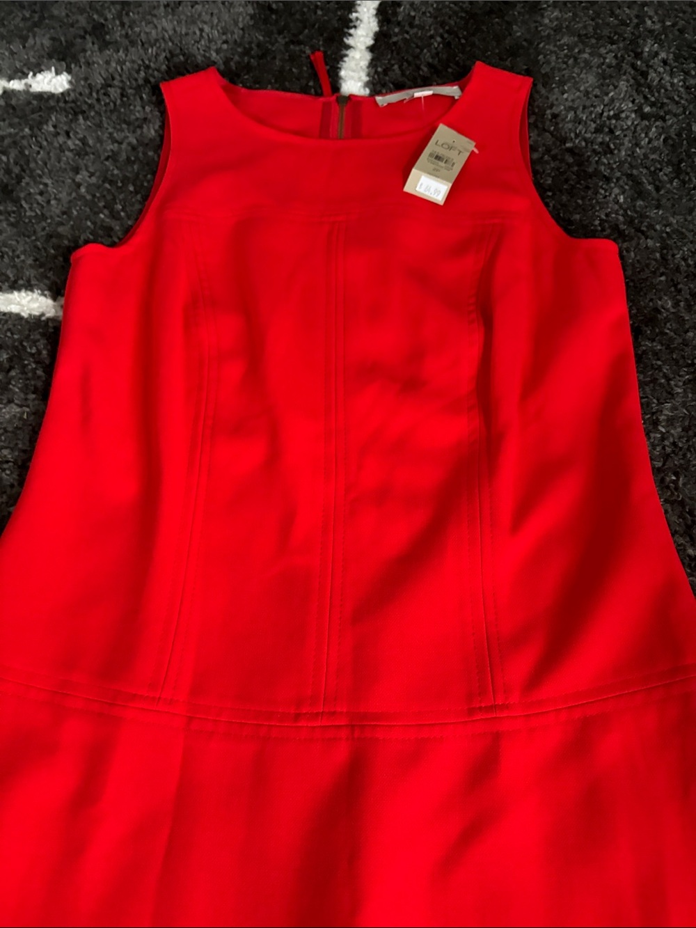 LOFT Red Sleeveless Fit-and-Flare Mini Dress - Picture 2 of 7